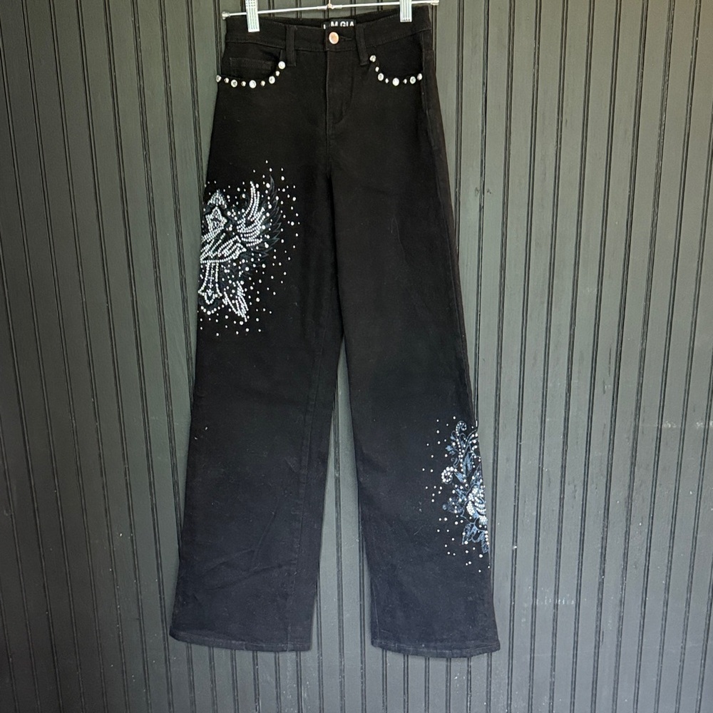 I.AM.GIA Black Jeans with Silver Embellishments